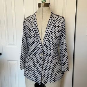 Anthropologie Blue and white pattern blazer NWOT